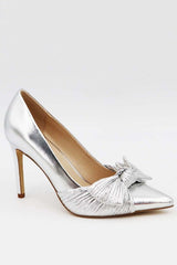 Pointy Toe Pump with Pleated Bow