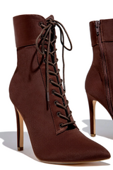 Ankle Lace Up Booties with Skinny Heel