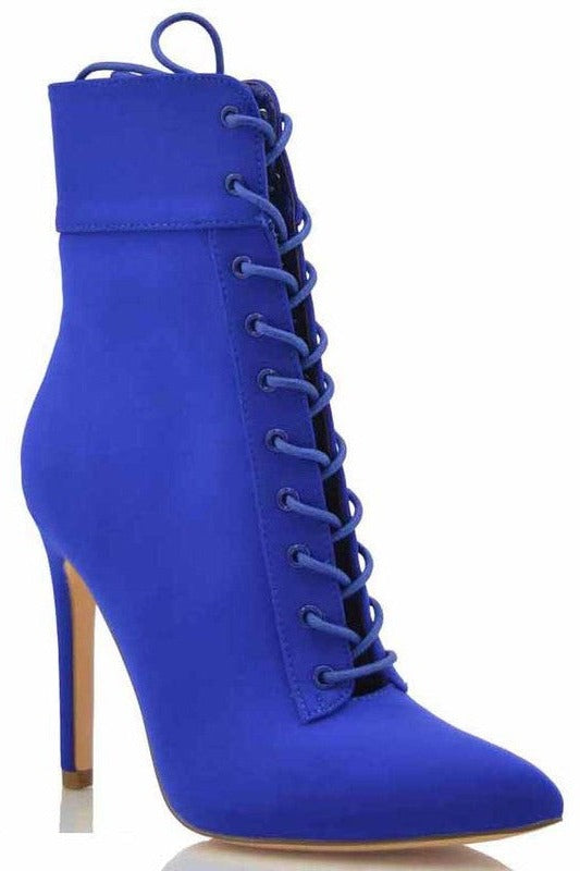 Ankle Lace Up Booties with Skinny Heel